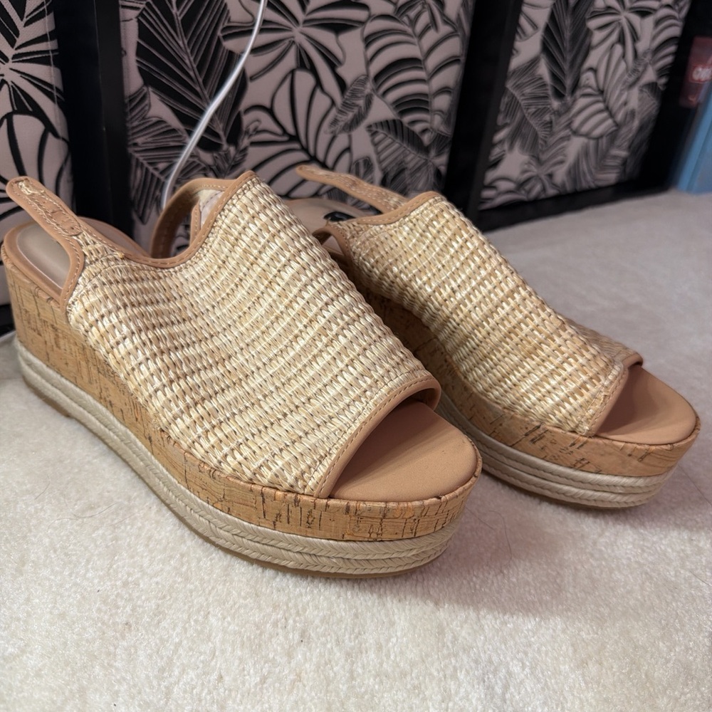 Steven By Steve Madden Natural Woven Wedges